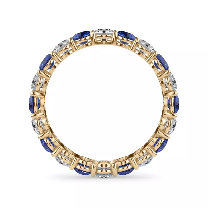 14K Yellow Gold Classic Sapphire and Lab Diamond Eternity Band