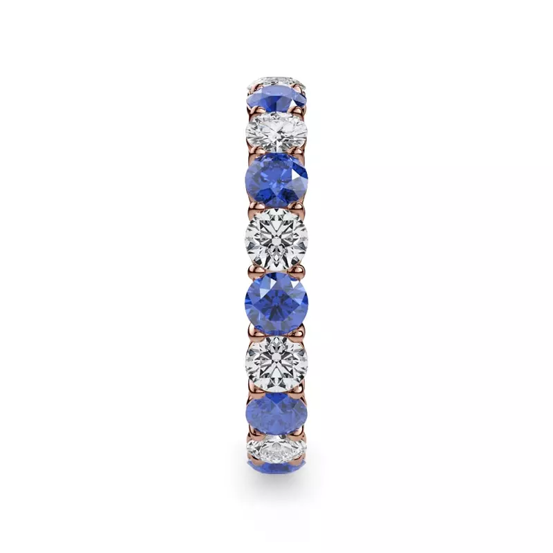 18K Rose Gold Classic Sapphire and Diamond Eternity Band