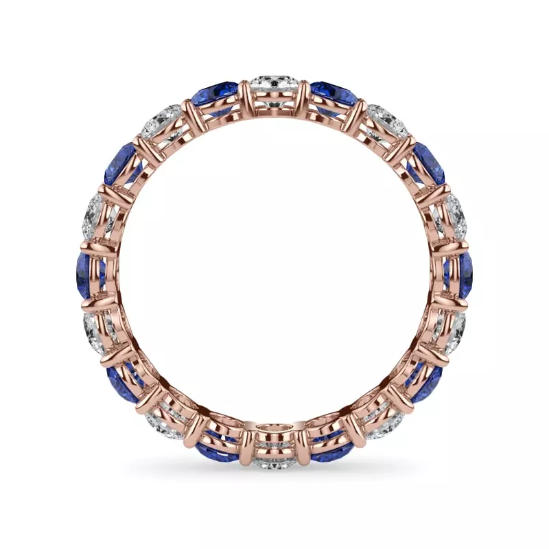 18K Rose Gold Classic Sapphire and Diamond Eternity Band
