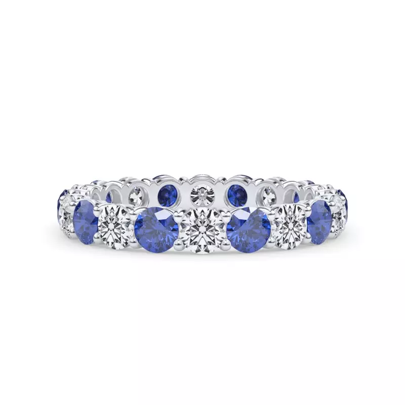 Platinum Classic Sapphire and Diamond Eternity Band