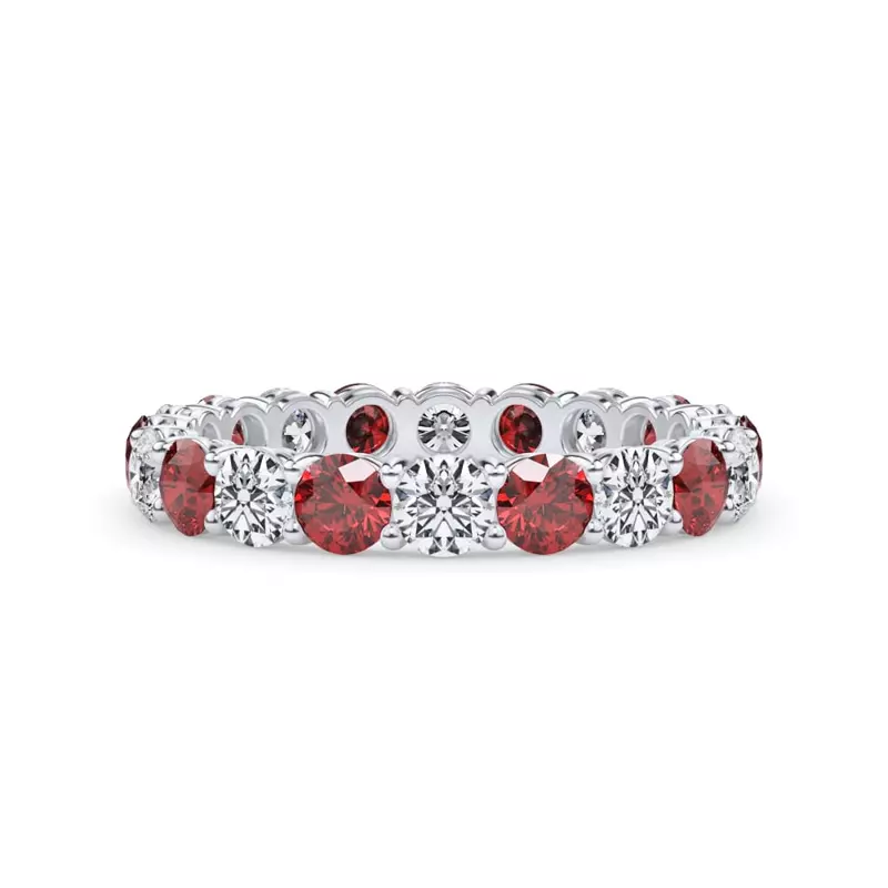 14K White Gold Classic Ruby and Lab Diamond Eternity Band