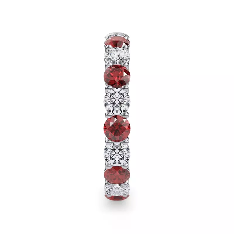14K White Gold Classic Ruby and Lab Diamond Eternity Band