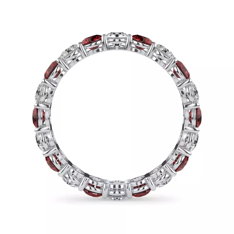 14K White Gold Classic Ruby and Lab Diamond Eternity Band