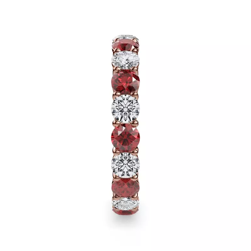 18K Rose Gold Classic Ruby and Diamond Eternity Band