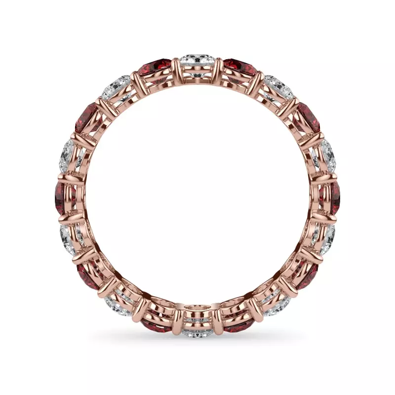 18K Rose Gold Classic Ruby and Diamond Eternity Band