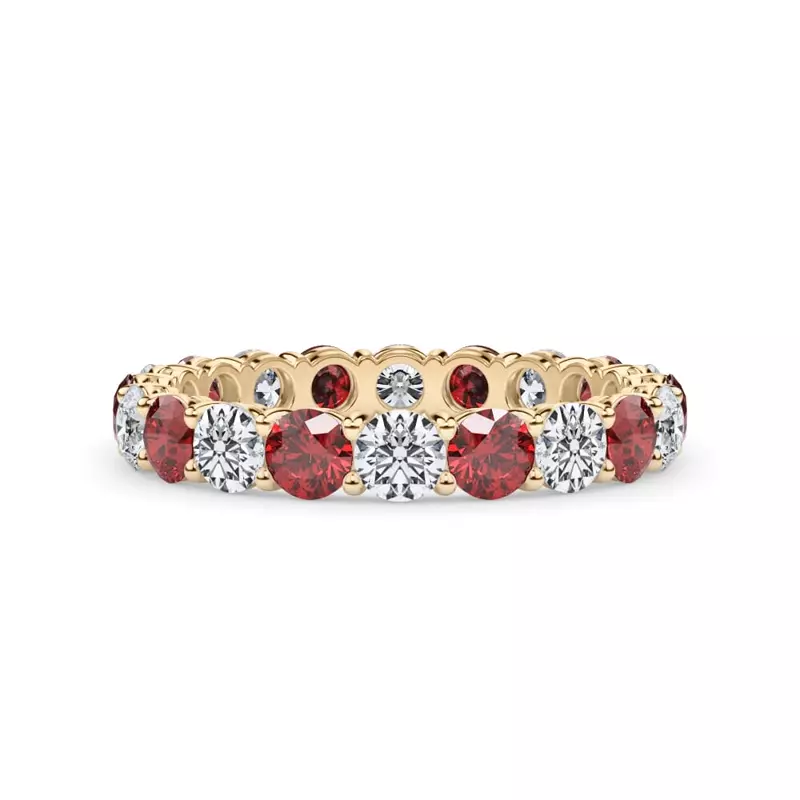 18K Yellow Gold Classic Ruby and Diamond Eternity Band