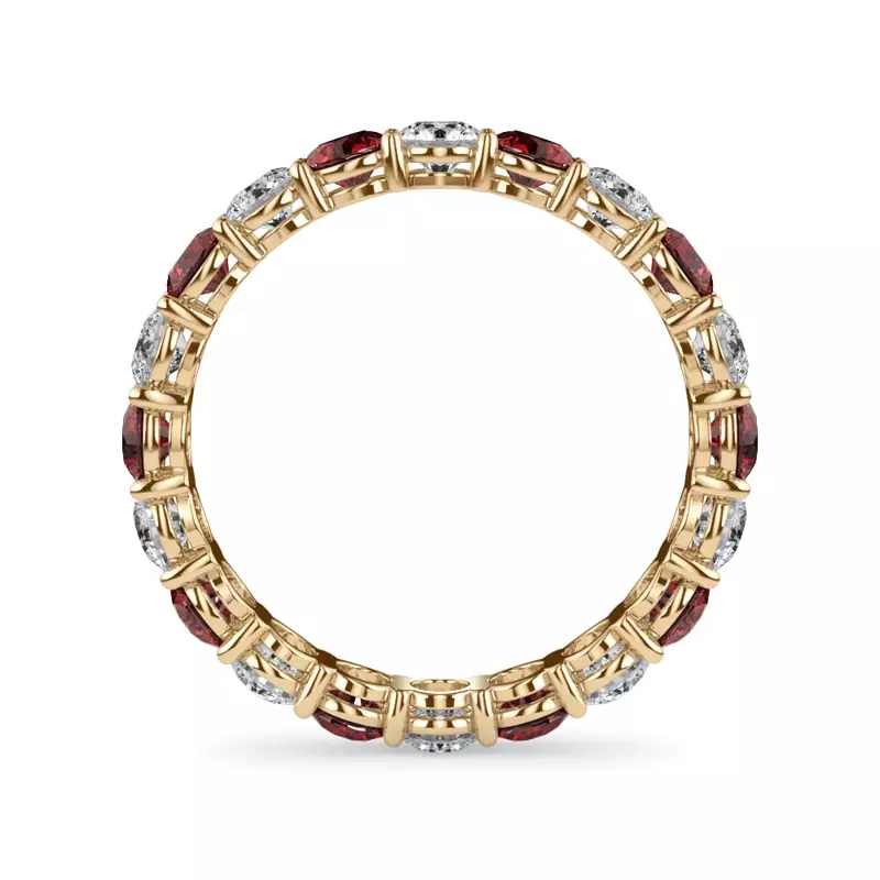 18K Yellow Gold Classic Ruby and Diamond Eternity Band