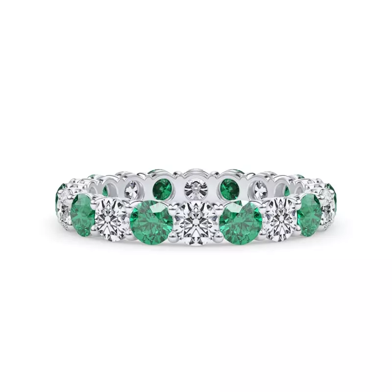Classic EmeraId and Lab Diamond Eternity Band