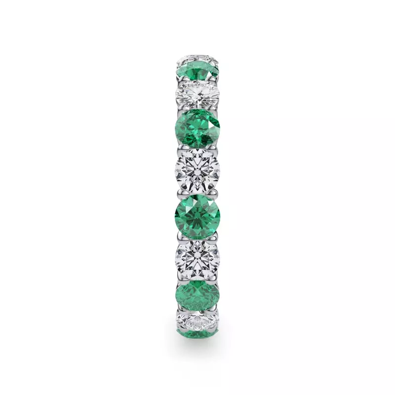 14K White Gold Classic EmeraId and Lab Diamond Eternity Band
