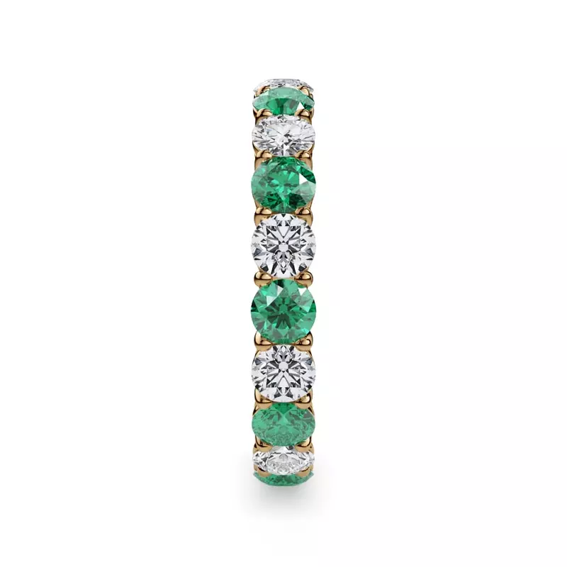 14K Yellow Gold Classic EmeraId and Lab Diamond Eternity Band