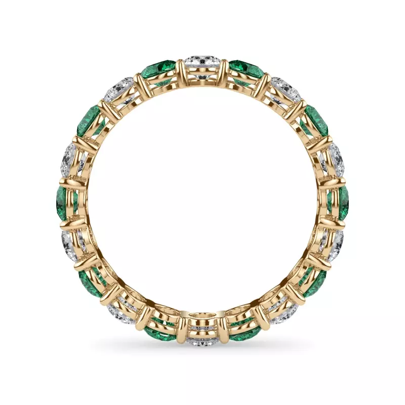 14K Yellow Gold Classic EmeraId and Lab Diamond Eternity Band