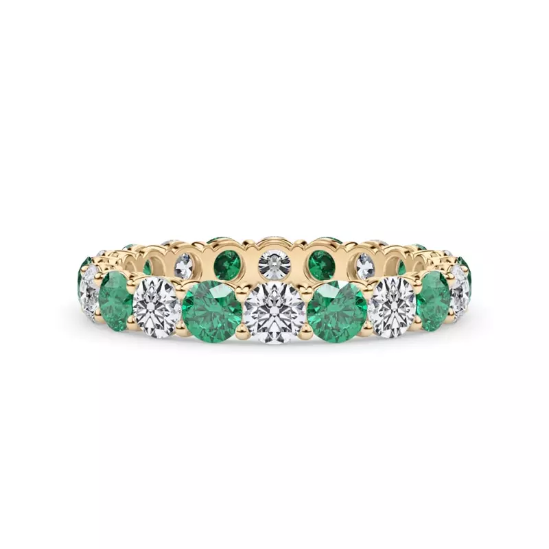 Classic EmeraId and Diamond Eternity Band