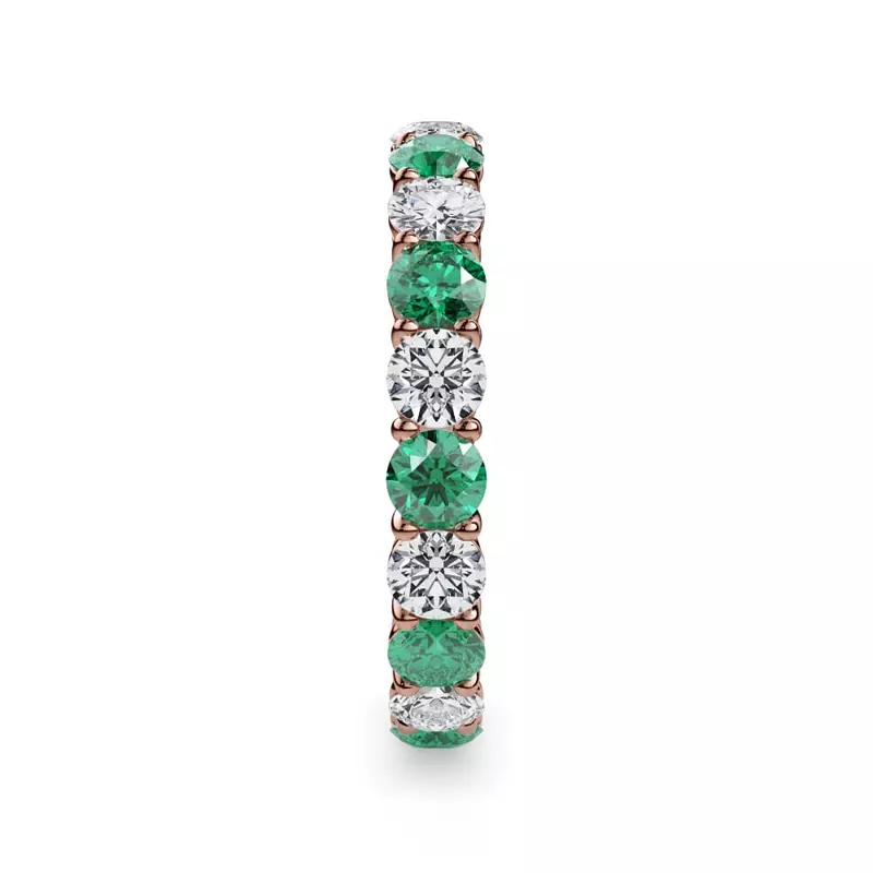 18K Rose Gold Classic EmeraId and Lab Diamond Eternity Band