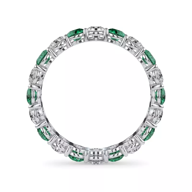 18K White Gold Classic EmeraId and Lab Diamond Eternity Band