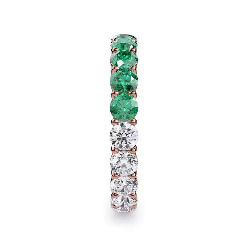 14K Rose Gold Dual Harmony Emerald and Lab Diamond Eternity Ring