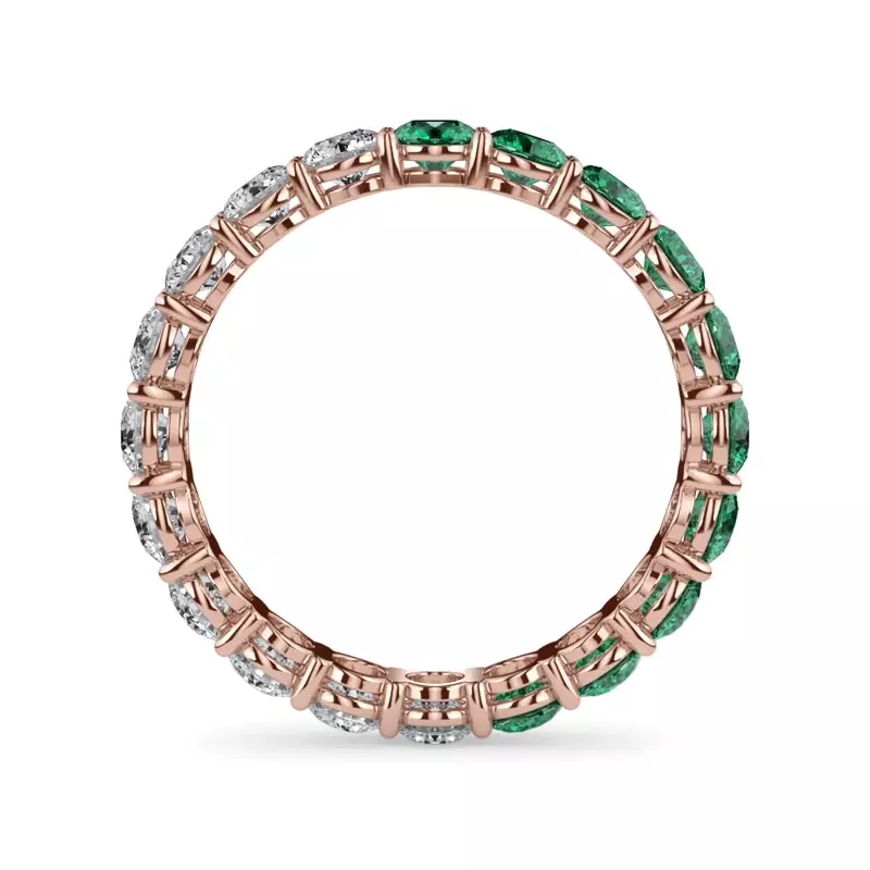14K Rose Gold Dual Harmony Emerald and Lab Diamond Eternity Ring