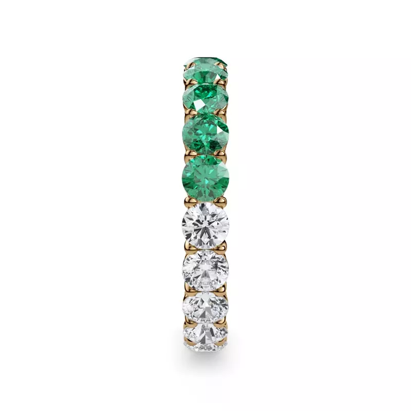 14K Yellow Gold Dual Harmony Emerald and Diamond Eternity Ring