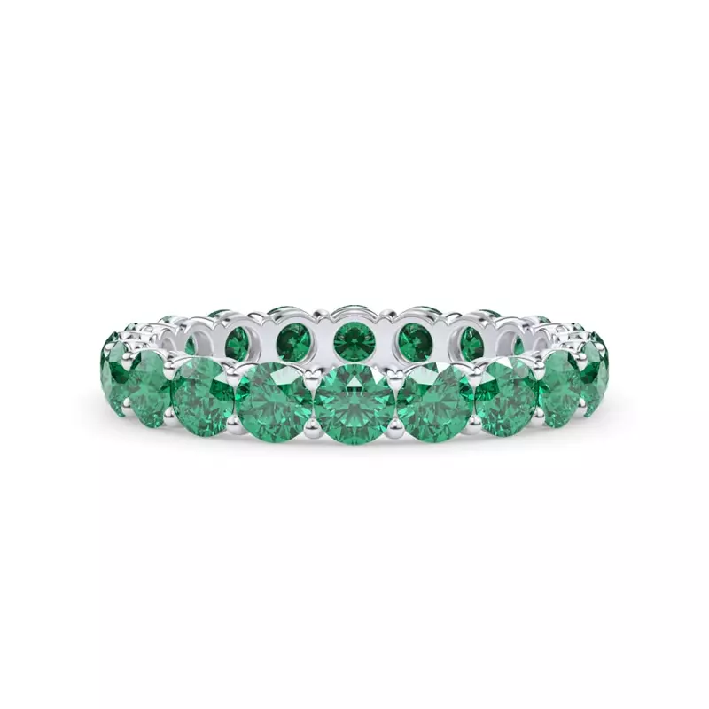 14K White Gold Classic Emerald Eternity Band