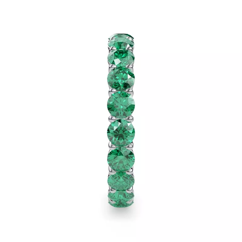 14K White Gold Classic Emerald Eternity Band
