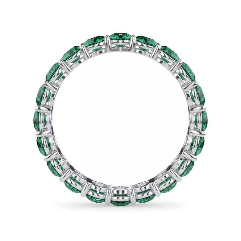 14K White Gold Classic Emerald Eternity Band