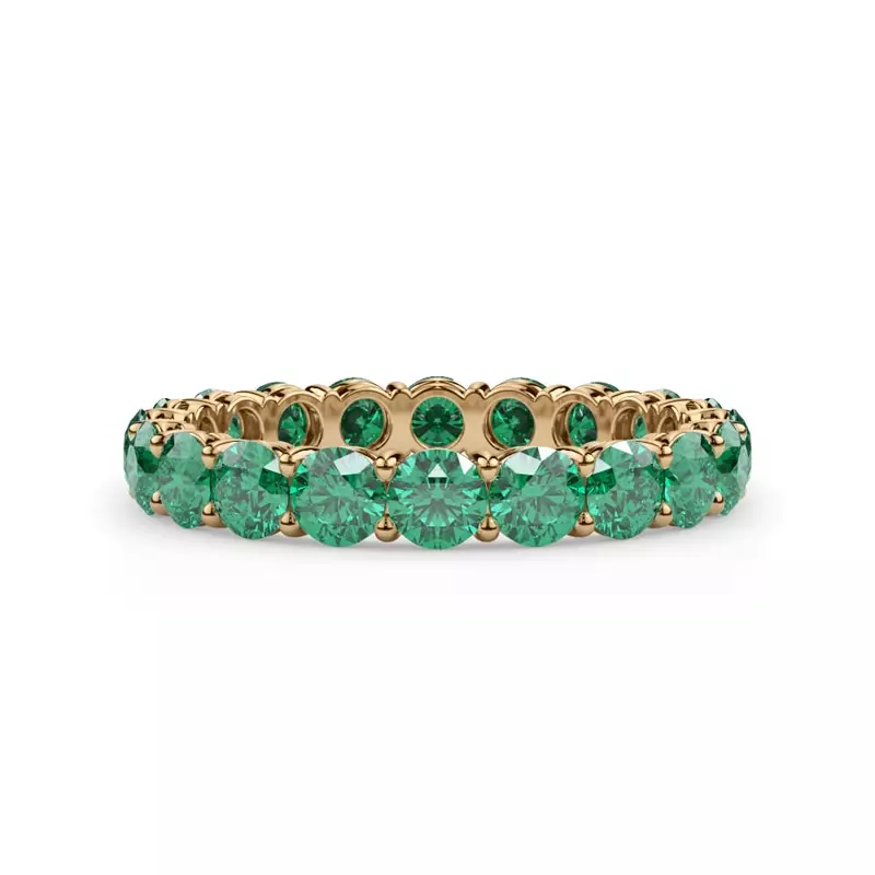 14K Yellow Gold Classic Emerald Eternity Band