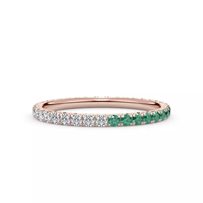 14K Rose Gold Dual Harmony Emerald and Lab Diamond Eternity Band