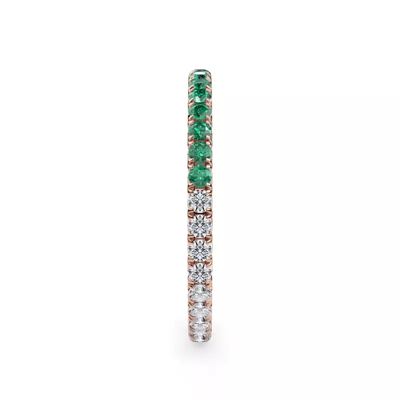 14K Rose Gold Dual Harmony Emerald and Lab Diamond Eternity Band