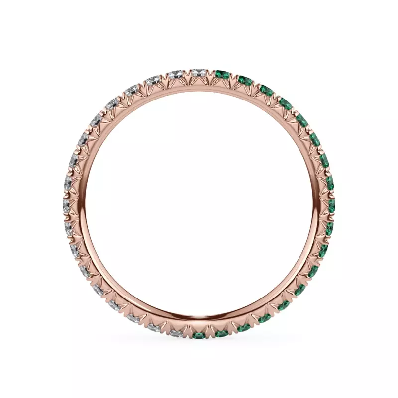 14K Rose Gold Dual Harmony Emerald and Lab Diamond Eternity Band