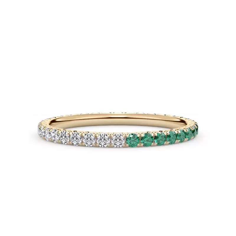 14K Yellow Gold Dual Harmony Emerald and Lab Diamond Eternity Band