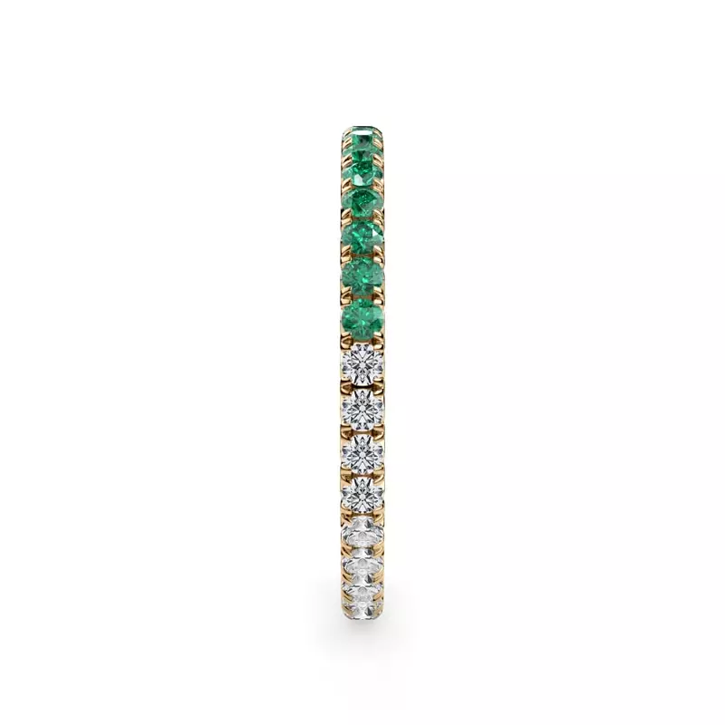 14K Yellow Gold Dual Harmony Emerald and Lab Diamond Eternity Band