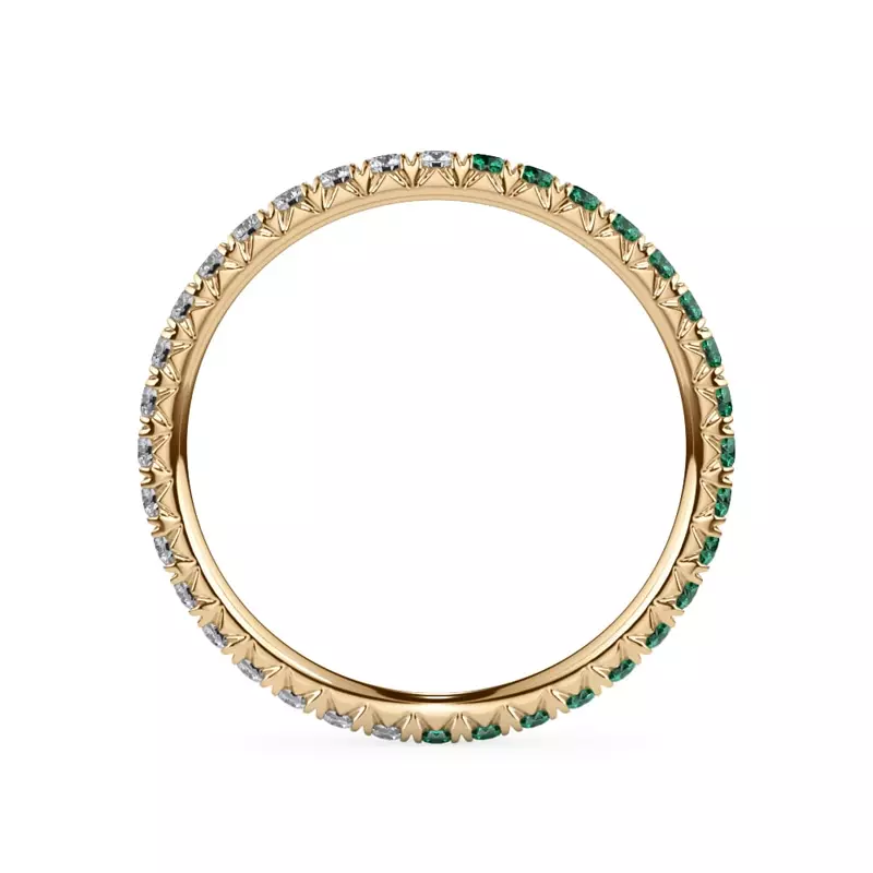 14K Yellow Gold Dual Harmony Emerald and Lab Diamond Eternity Band