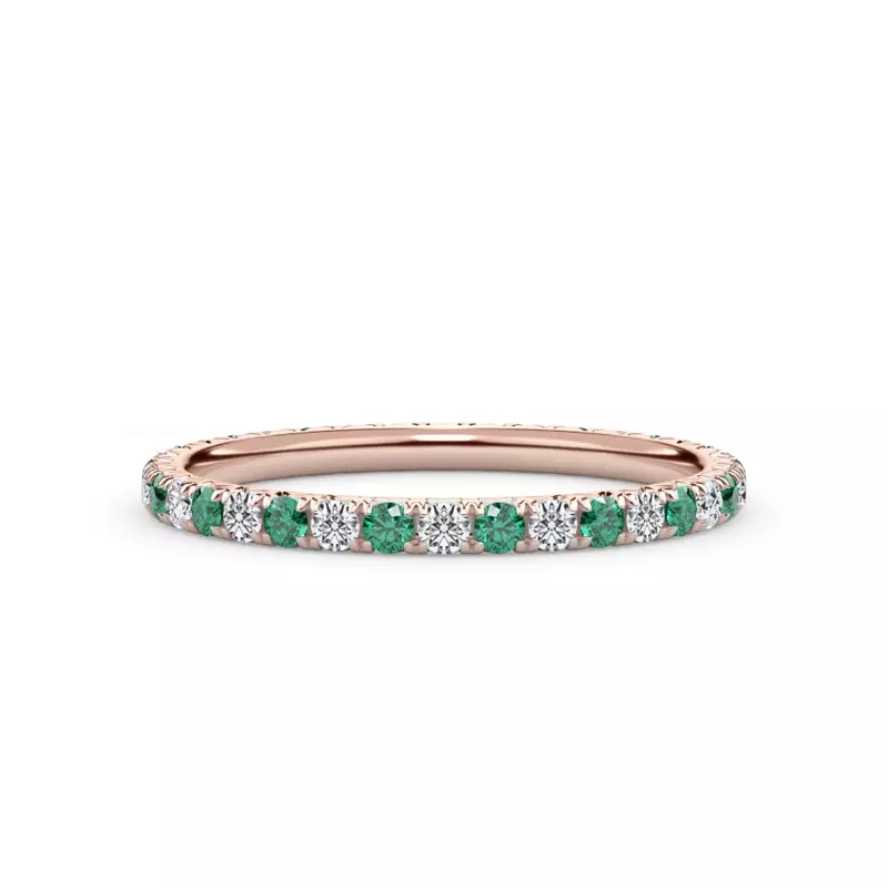 Emerald and Lab Diamond Pavé Eternity Band