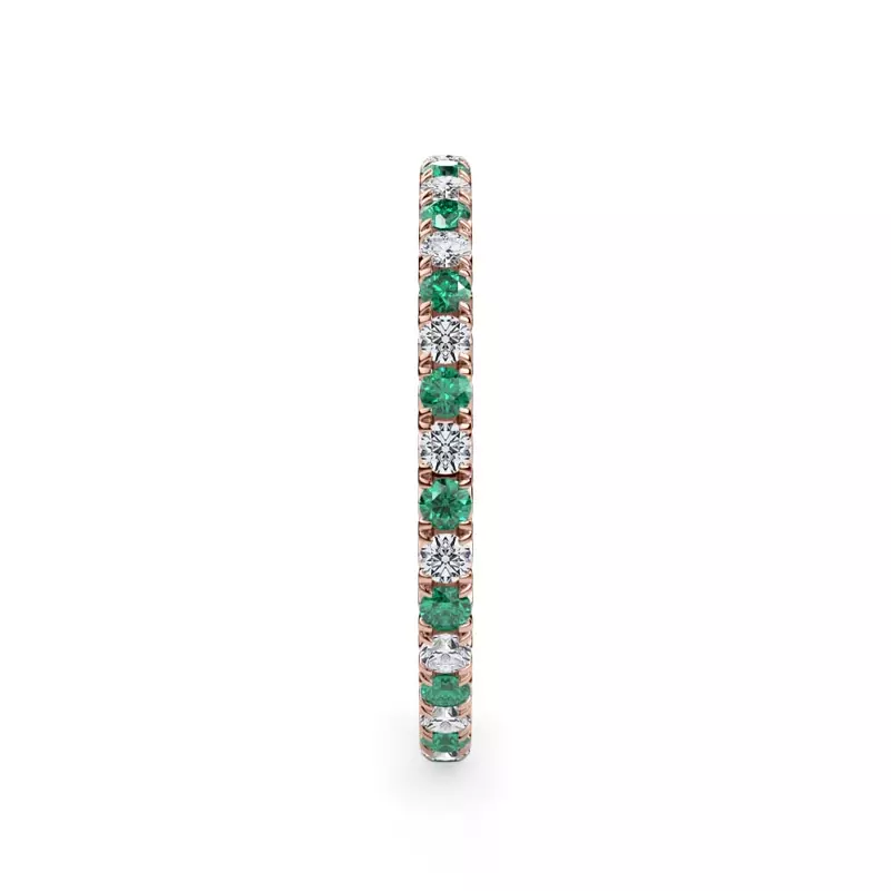 18K Rose Gold Emerald and Lab Diamond Pavé Eternity Band