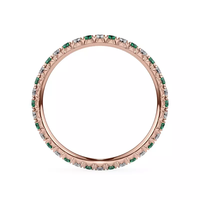 18K Rose Gold Emerald and Lab Diamond Pavé Eternity Band