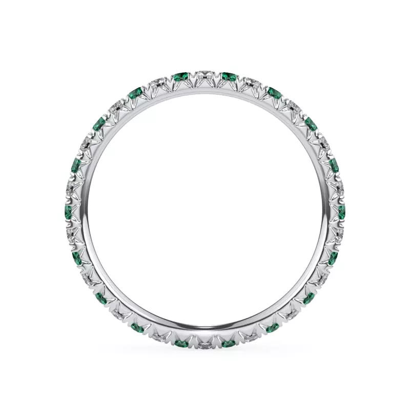 Platinum Emerald and Diamond Pavé Eternity Band