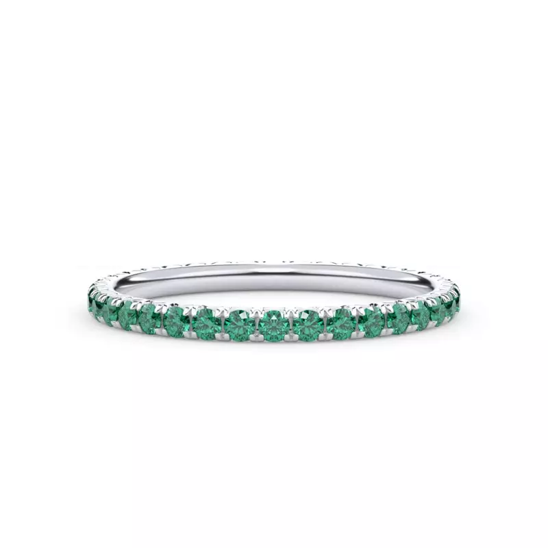 Platinum Emerald Pavé Eternity Band
