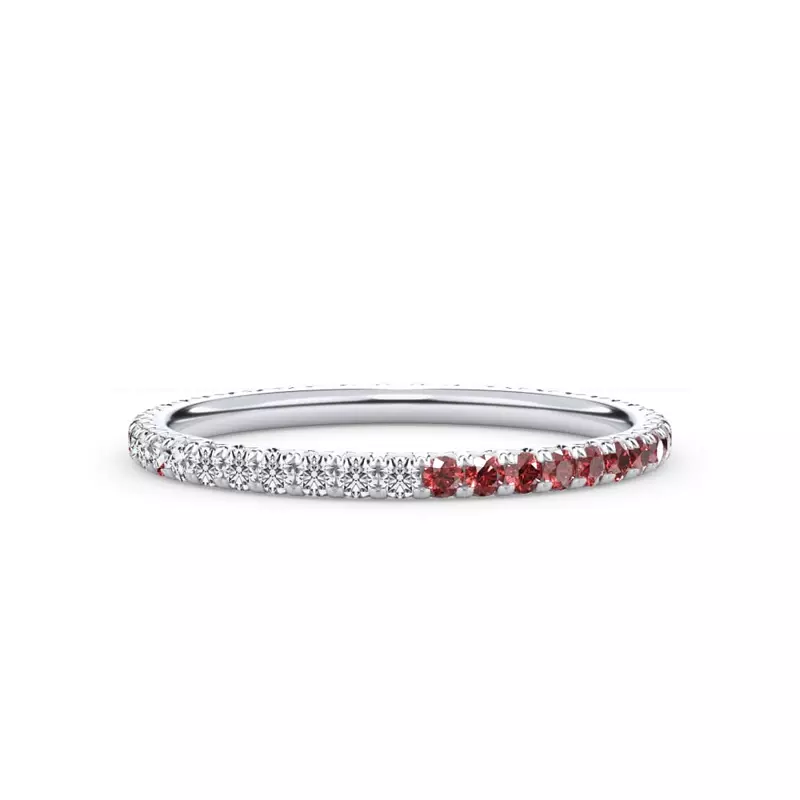 14K White Gold Dual Harmony Ruby and Lab Diamond Eternity Band