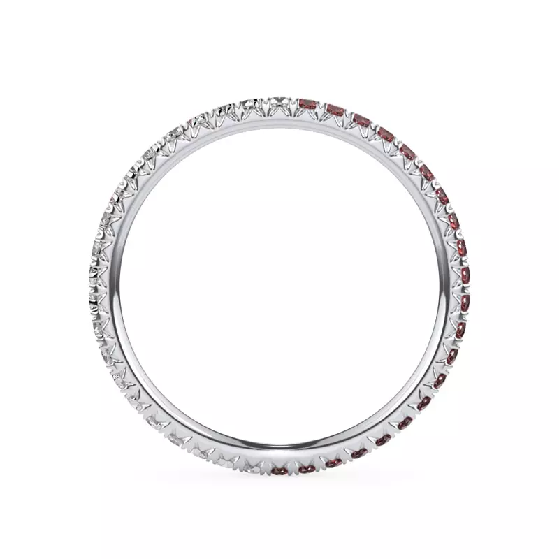 14K White Gold Dual Harmony Ruby and Lab Diamond Eternity Band