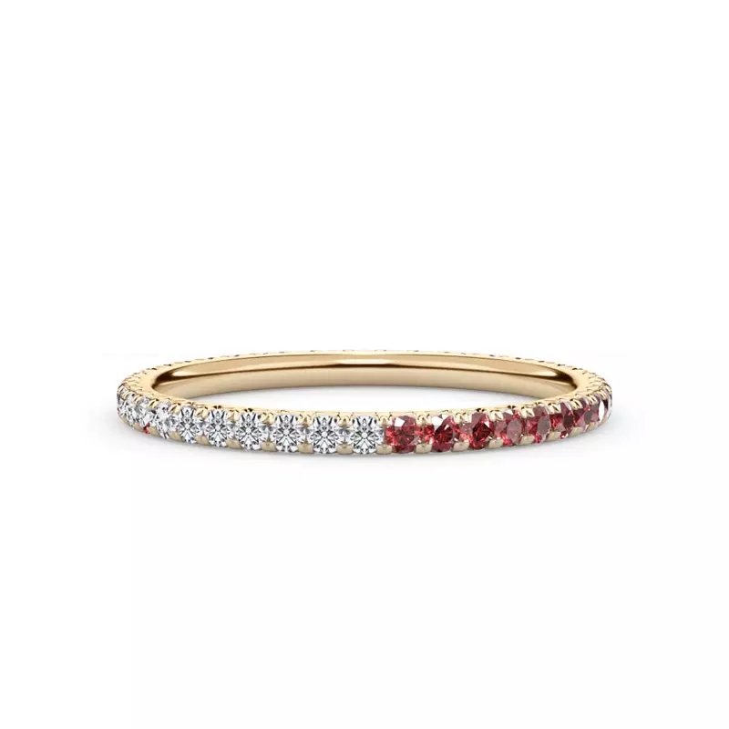 14K Yellow Gold Dual Harmony Ruby and Lab Diamond Eternity Band