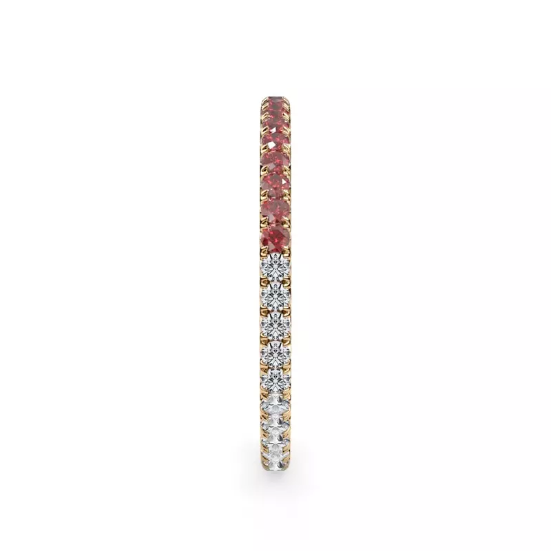 14K Yellow Gold Dual Harmony Ruby and Lab Diamond Eternity Band