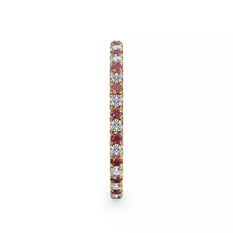 14K Yellow Gold Ruby and Lab Diamond Pavé Eternity Band