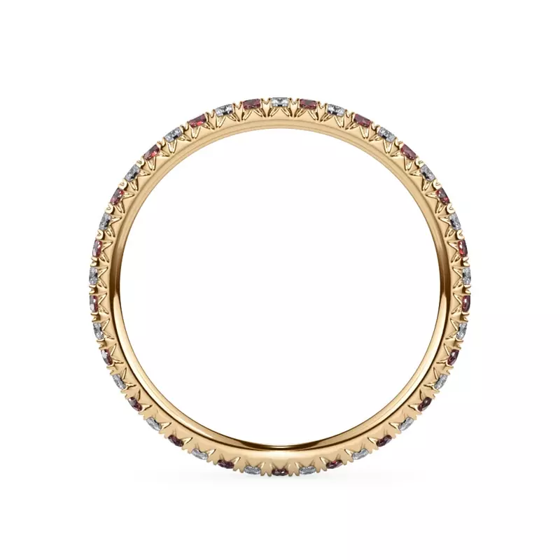 14K Yellow Gold Ruby and Lab Diamond Pavé Eternity Band