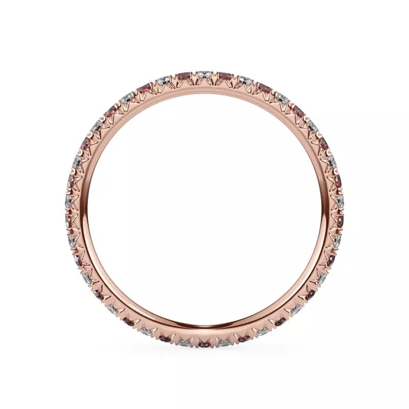 18K Rose Gold Ruby and Lab Diamond Pavé Eternity Band