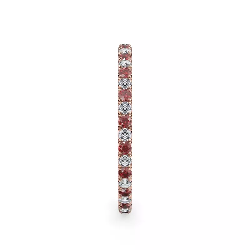 18K Rose Gold Ruby and Diamond Pavé Eternity Band