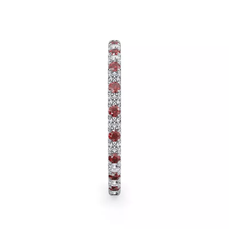 18K White Gold Ruby and Diamond Pavé Eternity Band