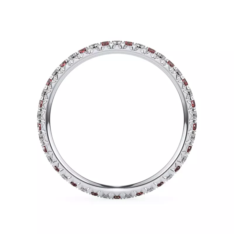 18K White Gold Ruby and Diamond Pavé Eternity Band