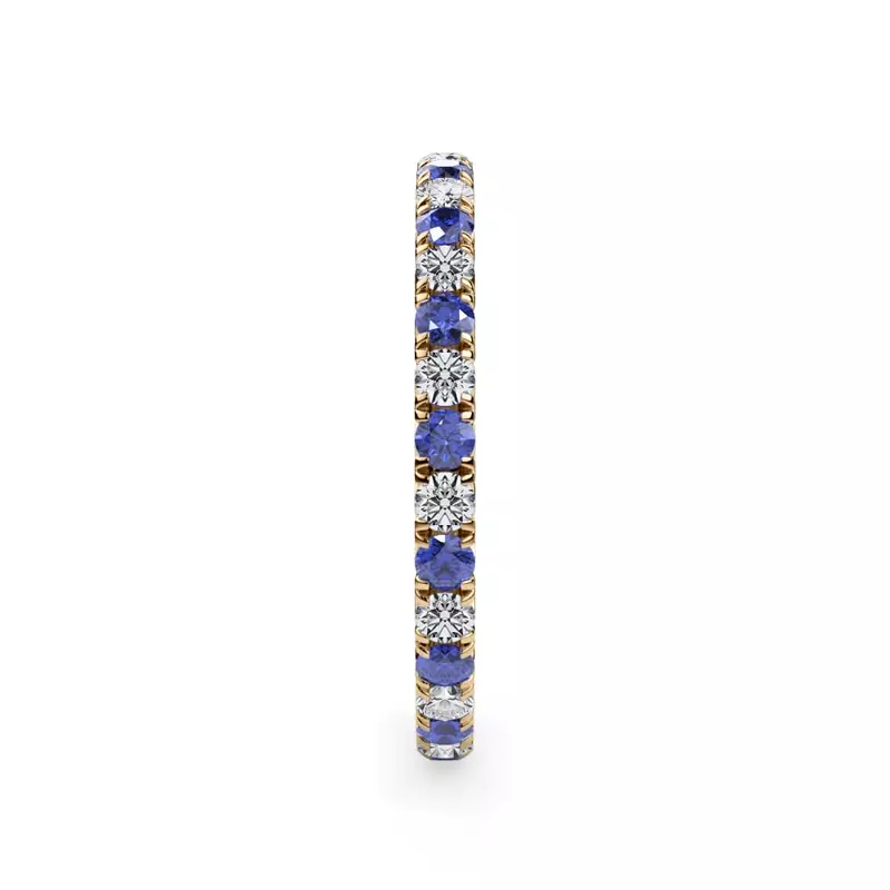 14K Yellow Gold Sapphire and Lab Diamond Pavé Eternity Band