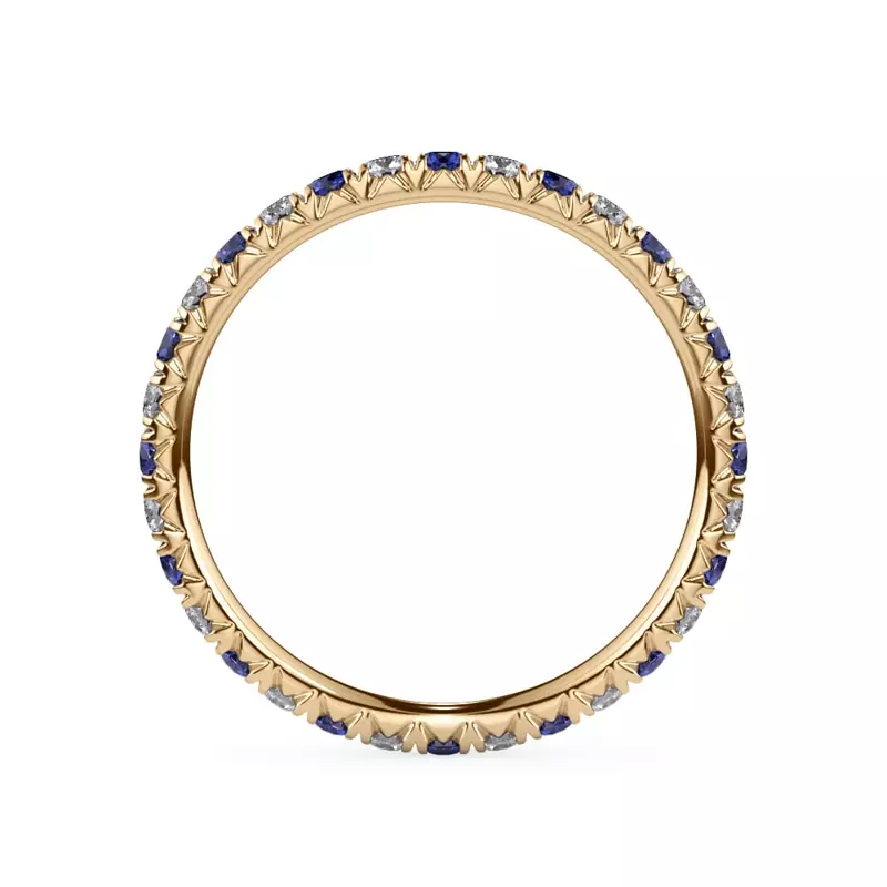14K Yellow Gold Sapphire and Lab Diamond Pavé Eternity Band