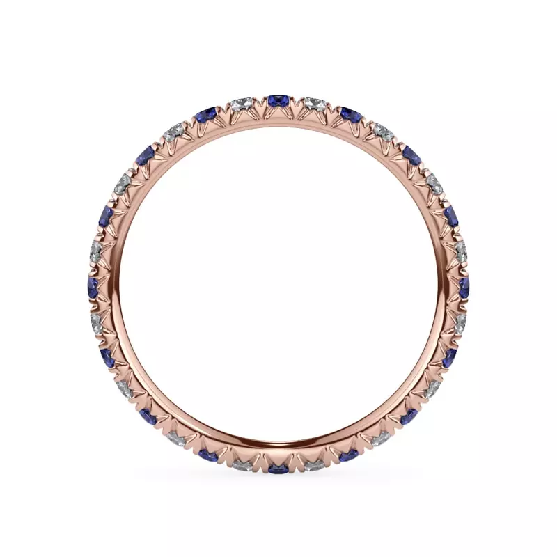 18K Rose Gold Sapphire and Lab Diamond Pavé Eternity Band