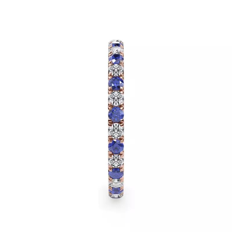 18K Rose Gold Sapphire and Diamond Pavé Eternity Band